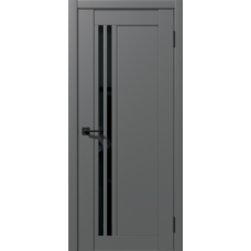 Дверь межкомнатная Дубрава Сибирь Муза КВАРТА серая, стекло черное